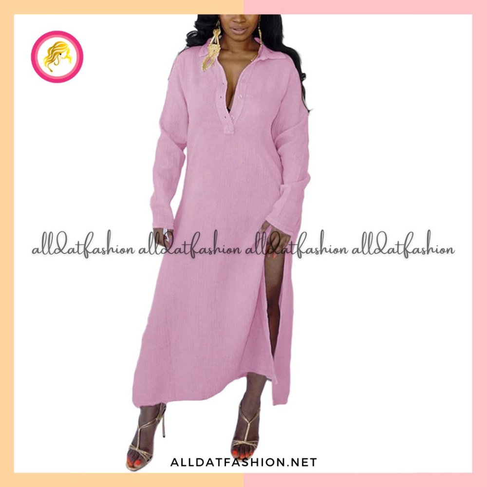 Shane Casual Plus Size Dresses Sexy V Neck Flowy Dress